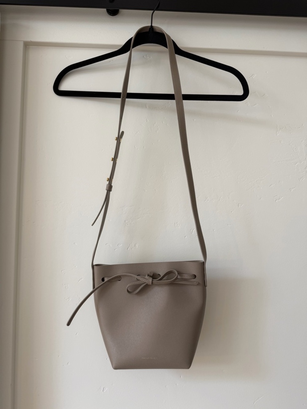 Mansur Gavriel Taupe Bucket Crossbody with Drawstring Bow